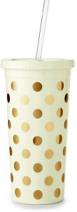 Kate Spade New York Gold Dots Acrylic Tumbler with Straw 20 oz