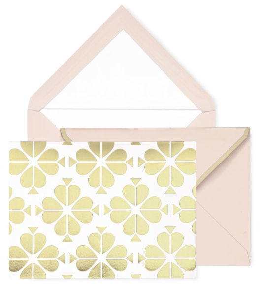 Kate Spade Notecard Set, Gold Spade Flower