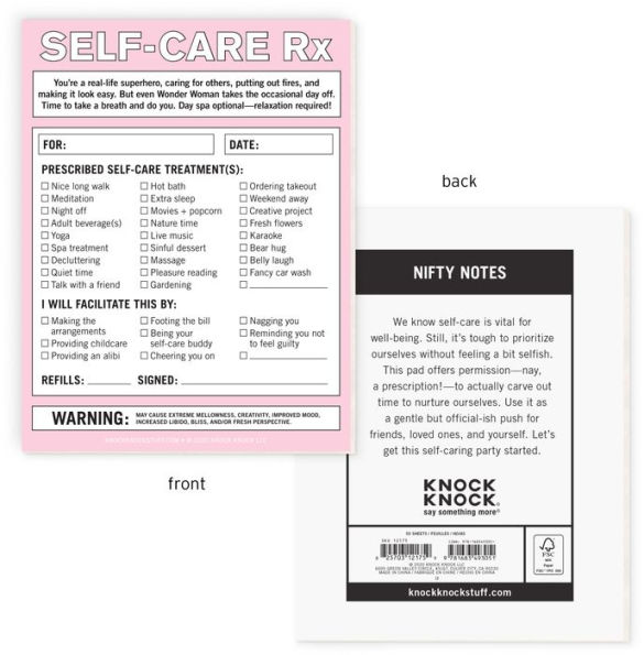 Self-Care RX Pad Knock Knock Nifty Notes