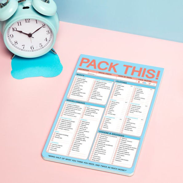 Knock Knock Pack This! Pad Packing List Notepad, 6 x 9-inches