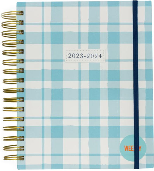2023-2024 Blue Plaid Fun Spiral 17-Month Planner 7" x 8.625"