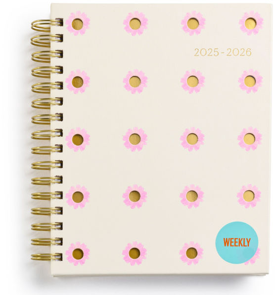 2025-2026 Fun Spiral Die-Cut Pink Sunflowers 18-Month Planner