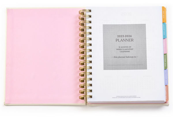 2025-2026 Fun Spiral Die-Cut Pink Sunflowers 18-Month Planner
