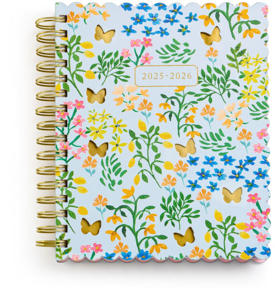 2025-2026 Fun Spiral Die-Cut Butterfly Floral 18-Month Planner