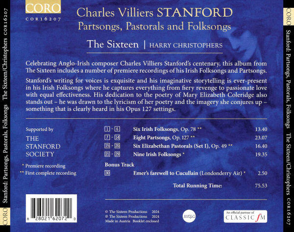 Charles Villiers Stanford: Partsongs, Pastorals and Folksongs