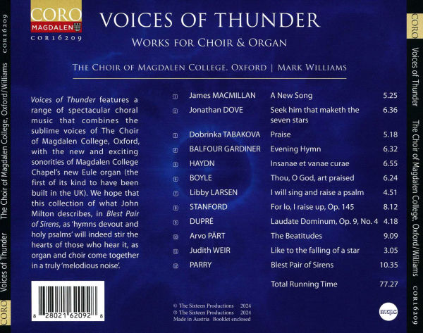Voices of Thunder: Works for Choir & Organ