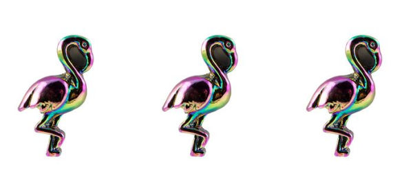 Cast Iridescent Flamingo Magnets s/3