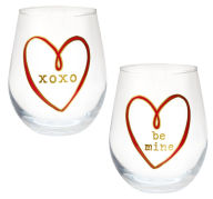 Title: Set of 2 Valentine's Day Stemless Wine Glasses