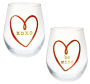 Set of 2 Valentine's Day Stemless Wine Glasses