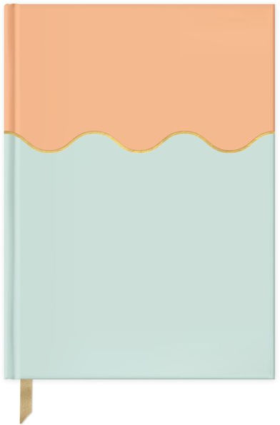 Peach and Pale Blue Wavy Hardcover Journal