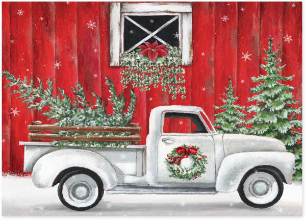 Country Christmas Barn Holiday Boxed Cards