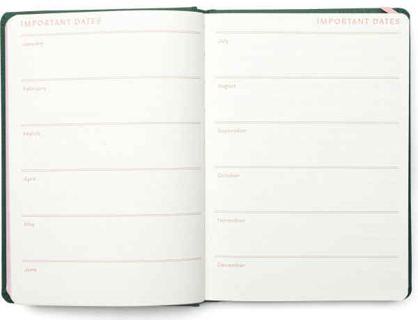 2025-2026 Die-cut Circle Green Bookcloth Cover Weekly Planner