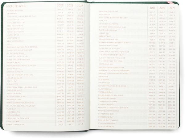 2025-2026 Die-cut Circle Green Bookcloth Cover Weekly Planner