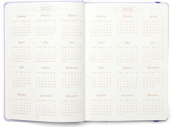 2025-2026 Die-cut Moon Lavender Bookcloth Cover Weekly Planner