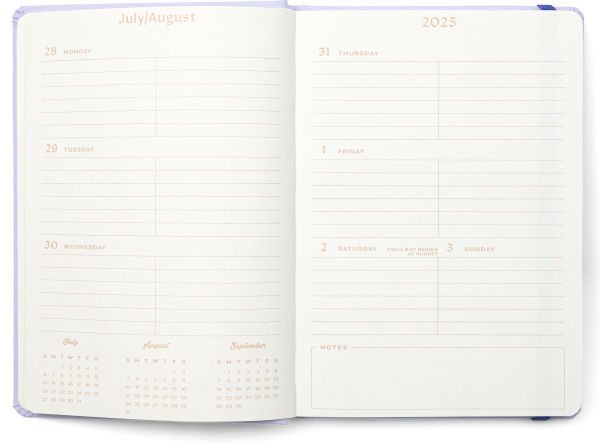 2025-2026 Die-cut Moon Lavender Bookcloth Cover Weekly Planner