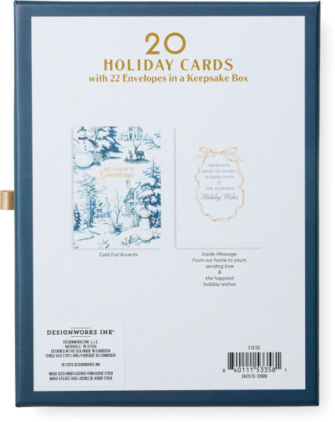 Season's Greetings Toile Boxed Christmas Cards Set of 20