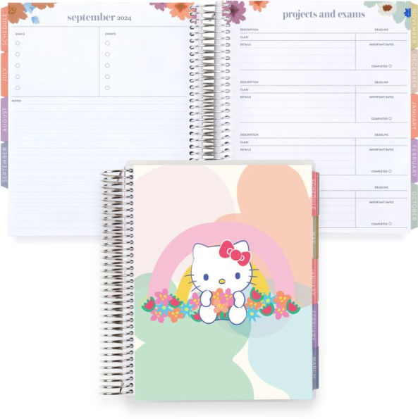 7x9 Erin Condren 2024-2025 Academic Planner, Hello Kitty Rainbow Relaxation