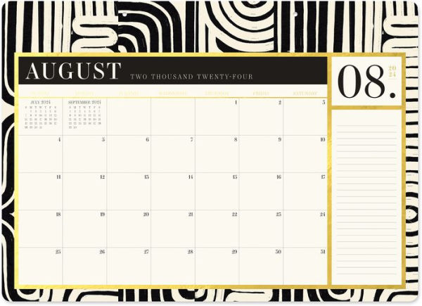 2024-2025 Paper Source Black And White Desk Blotter