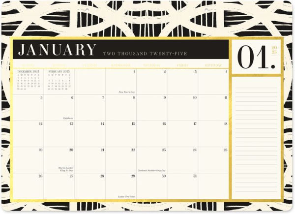 2024-2025 Paper Source Black And White Desk Blotter