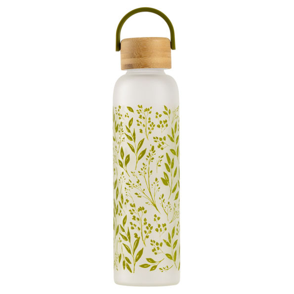 19oz Glass Water Bottle - Leaves