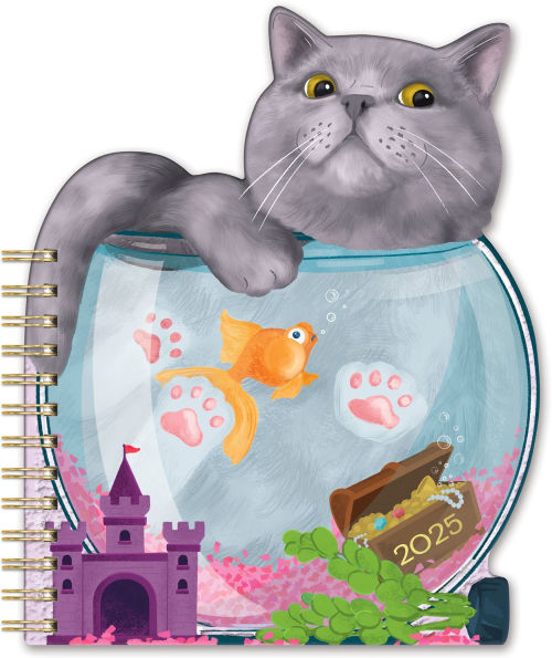 2025 Paper Source Fishbowl Cat Diecut Planner