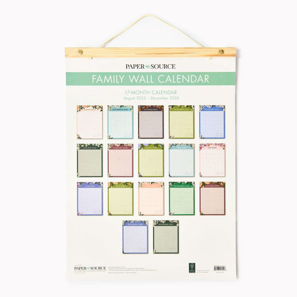 2025-2026 Paper Source Family Wall Calendar