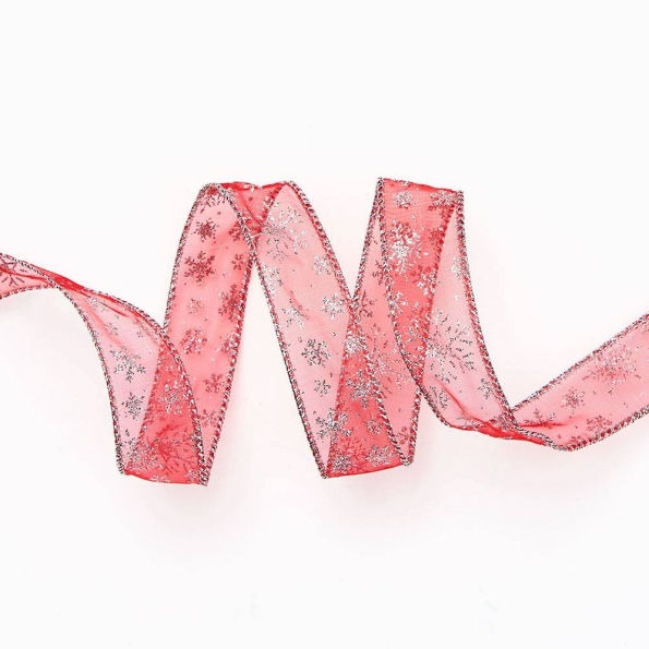 Snowflakes On Red Ribbon