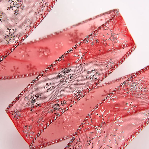 Snowflakes On Red Ribbon