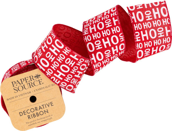 Red Ho Ho Printed Ribbon 2.5" 5 YD