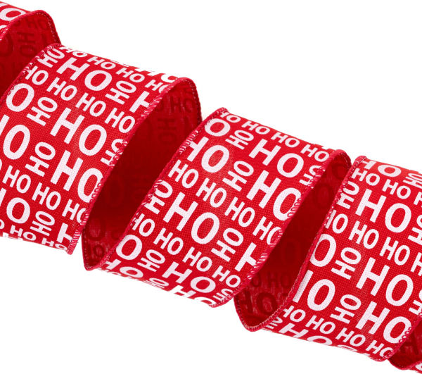 Red Ho Ho Printed Ribbon 2.5" 5 YD