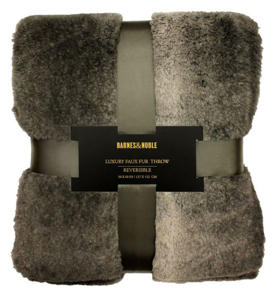 B&N Exclusive Faux Fur Throw - Brown