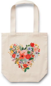 Title: Floral Heart Canvas Tote Bag