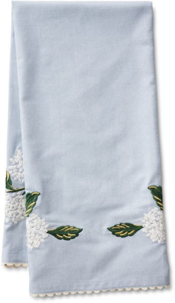 Hydrangea Embroidered Tea Towel