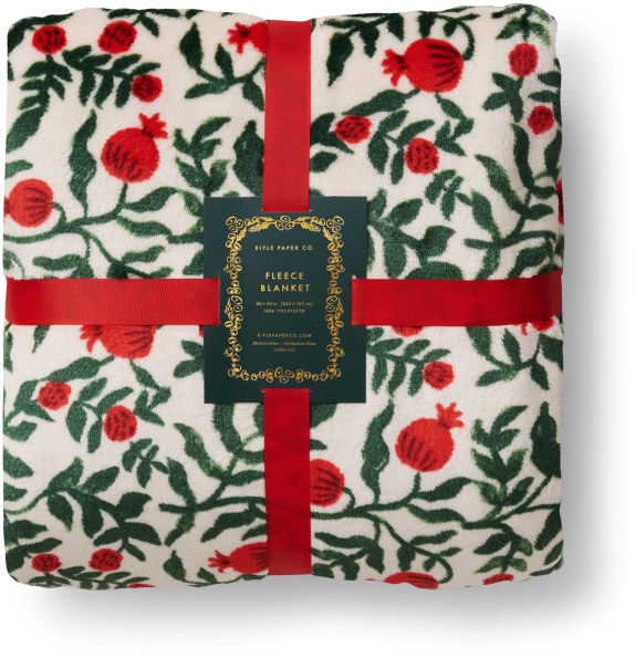 Christmastide Pomegranate Fleece Blanket