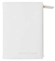 Title: Bright Ideas White Leatherette Zipper Journal