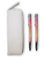 Vibrant Saffiano Leatherette Pen Case With 2 Ball Point Pens