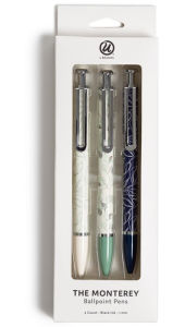 Title: U Brands The Monterey Ballpoint Pens, Medium Point, 1.0mm, Arid Ivy Colors, Black Ink, 3 Pack