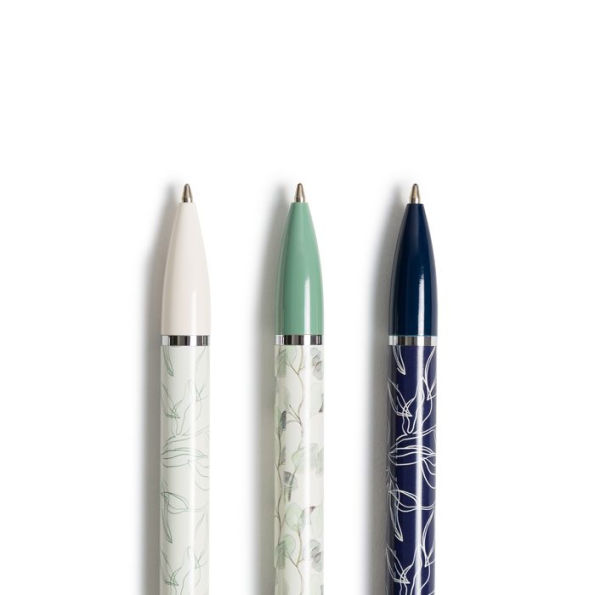 U Brands The Monterey Ballpoint Pens, Medium Point, 1.0mm, Arid Ivy Colors, Black Ink, 3 Pack