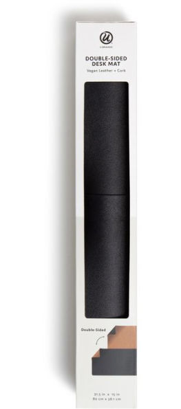 U Brands FSC 31.5x15 Black Pleather + Cork Double-Sided Desk Pad