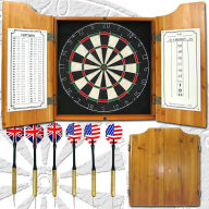 Title: Solid Wood Dart Cabinet with Dartboard and Darts