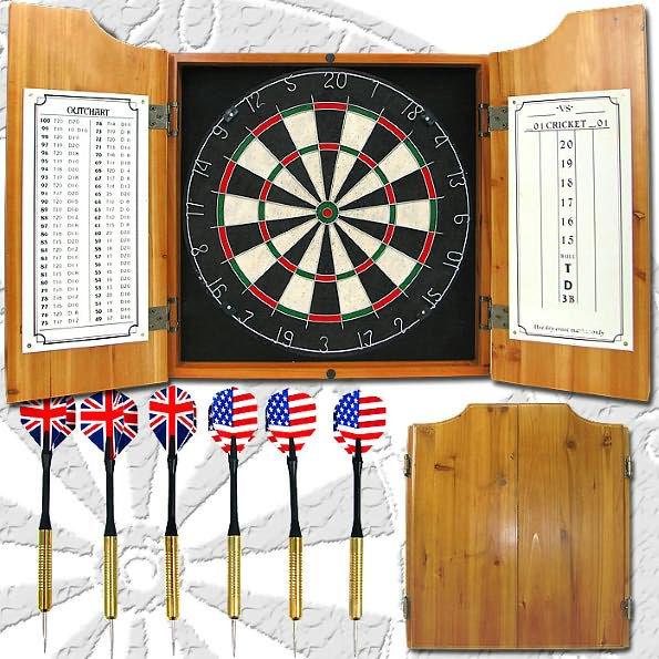 Solid Wood Dart Cabinet with Dartboard and Darts