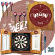 Title: Mississippi State University Dart Cabinet with Darts and Board