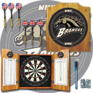 Title: Western Michigan U Dart Cabinet Includes Darts and Board