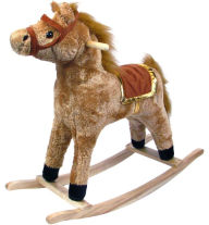 Title: HAPPY TRAILST Horse Plush Rocking Horse - Wooden Rocker