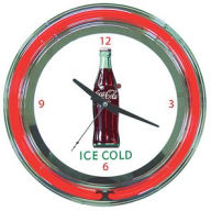 Title: Coca Cola Ice Cold Bottle Neon Clock - 14 inch Diameter