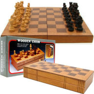 Title: Chess Board Wooden Book Style with Staunton Chessmen