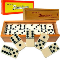 Title: Premium Set of 28 Double Six Dominoes with Wood Case