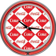 Checker Coca Cola Neon Clock - Two Neon Rings