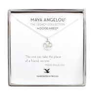 Title: Maya Angelou ''No One Can Take the Place of a Friend'' Cutout Flower Necklace, Sterling Silver, 16'', Author: Dogeared Jewels & Gifts