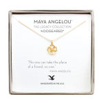 Alternative view 1 of Maya Angelou ''No One Can Take the Place of a Friend'' Cutout Flower Necklace, Gold, 16''